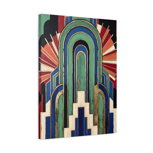 Art Deco Wall Art, Geometric Abstract Painting, Colorful Modern Decor, Bold Statement Piece — Canvas wall art