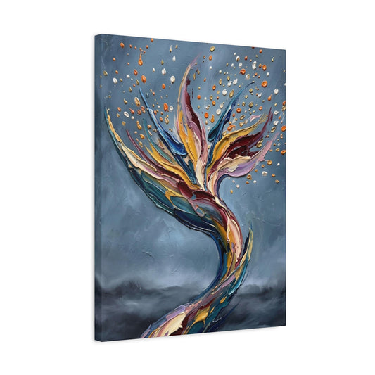 Bird of Paradise Wall Art, Abstract Floral Painting, Colorful Botanical Decor, Modern Statement Piece — Canvas wall art